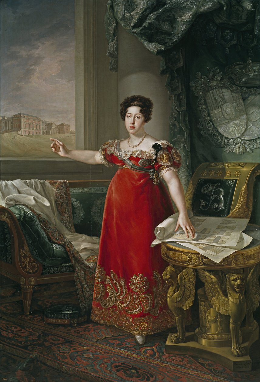 Marie Isabelle de Braganza, Infanta av Portugal, dronningkonsort av Spania - Maria Isabel av Portugal (1797-1818), foran Prado-museet, av Lopez Piquer, Bernardo (1801-1874). olje på lerret av Bernardo Lopez y Piquer
