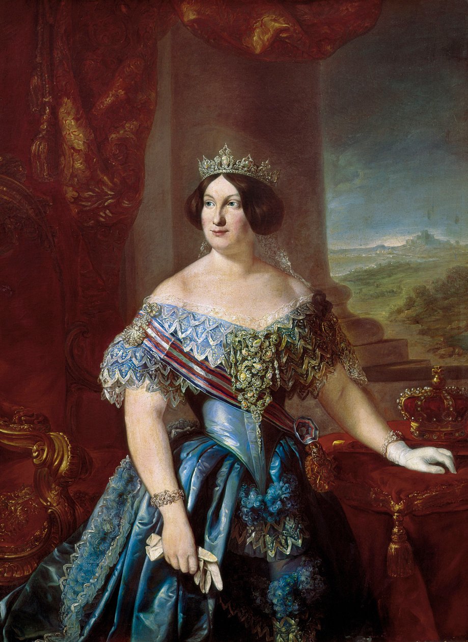 Portrett av Isabella II av Spania (Isabella de Bourbon) (1830-1904). Maleri av Bernardo LOPEZ PIQUER av Bernardo Lopez y Piquer