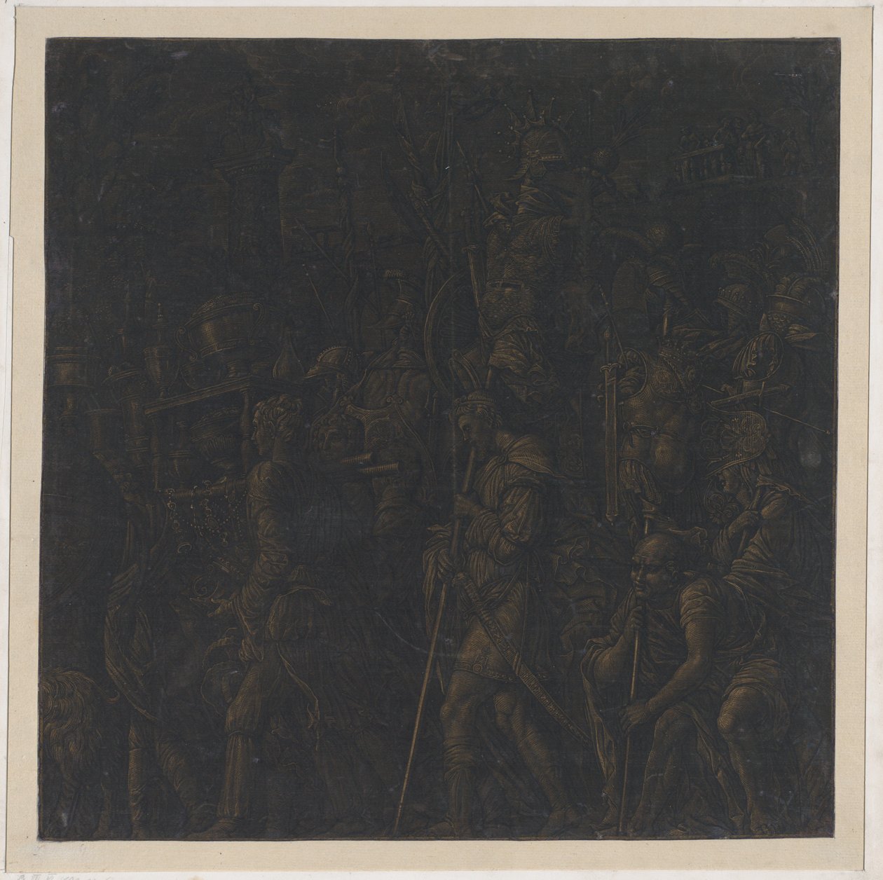 Ark 8 fra The Triumphs of Caesar, etter Mantegna, 1599. av Bernardo Malpizzi