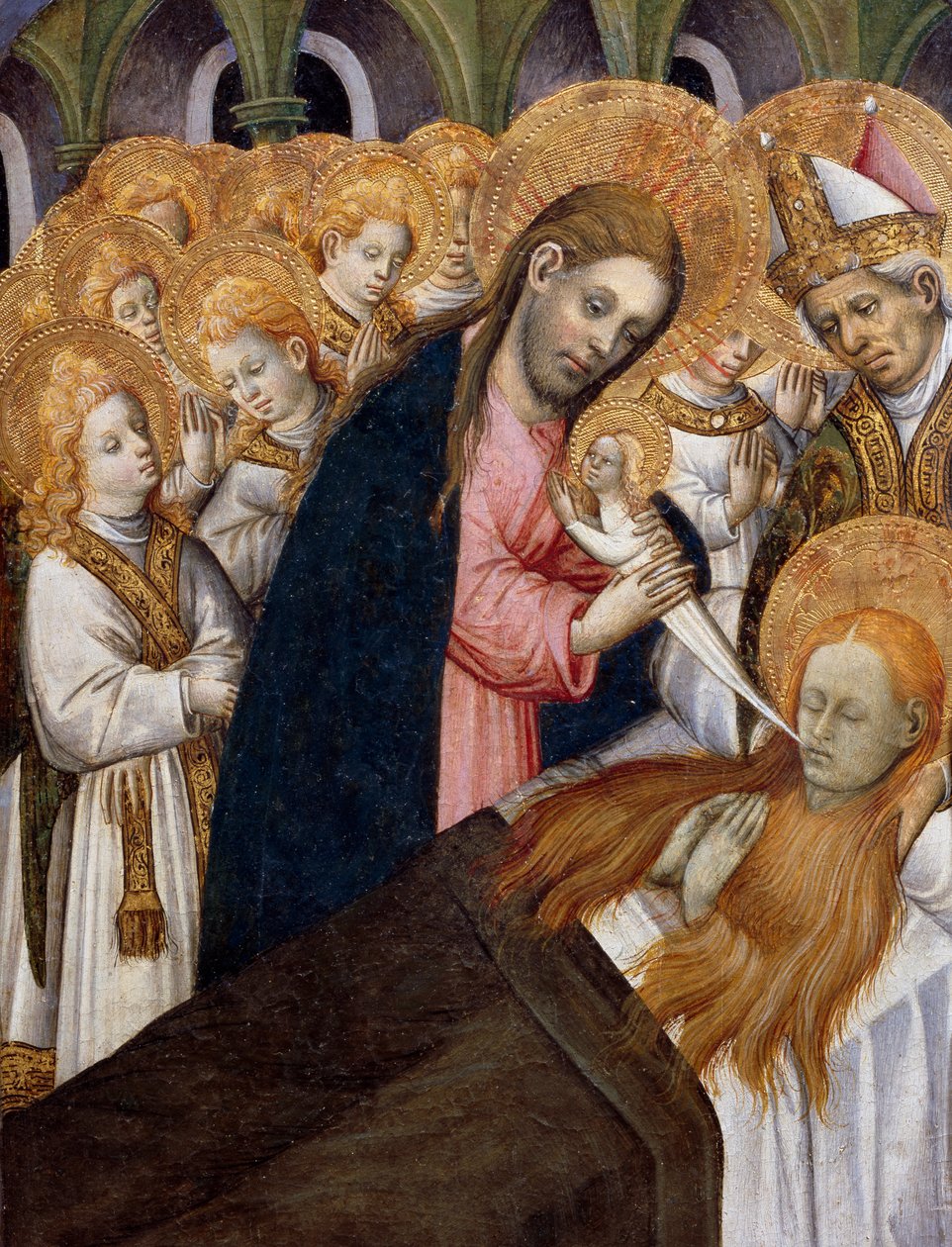 Mary Magdalenes død, detalj fra altertavlen til St Mary Magdalene (1437-1452), av Bernat Martorell (ca 1400-1452), malt på tre. katalansk gotisk kunst. av Bernardo Martorell