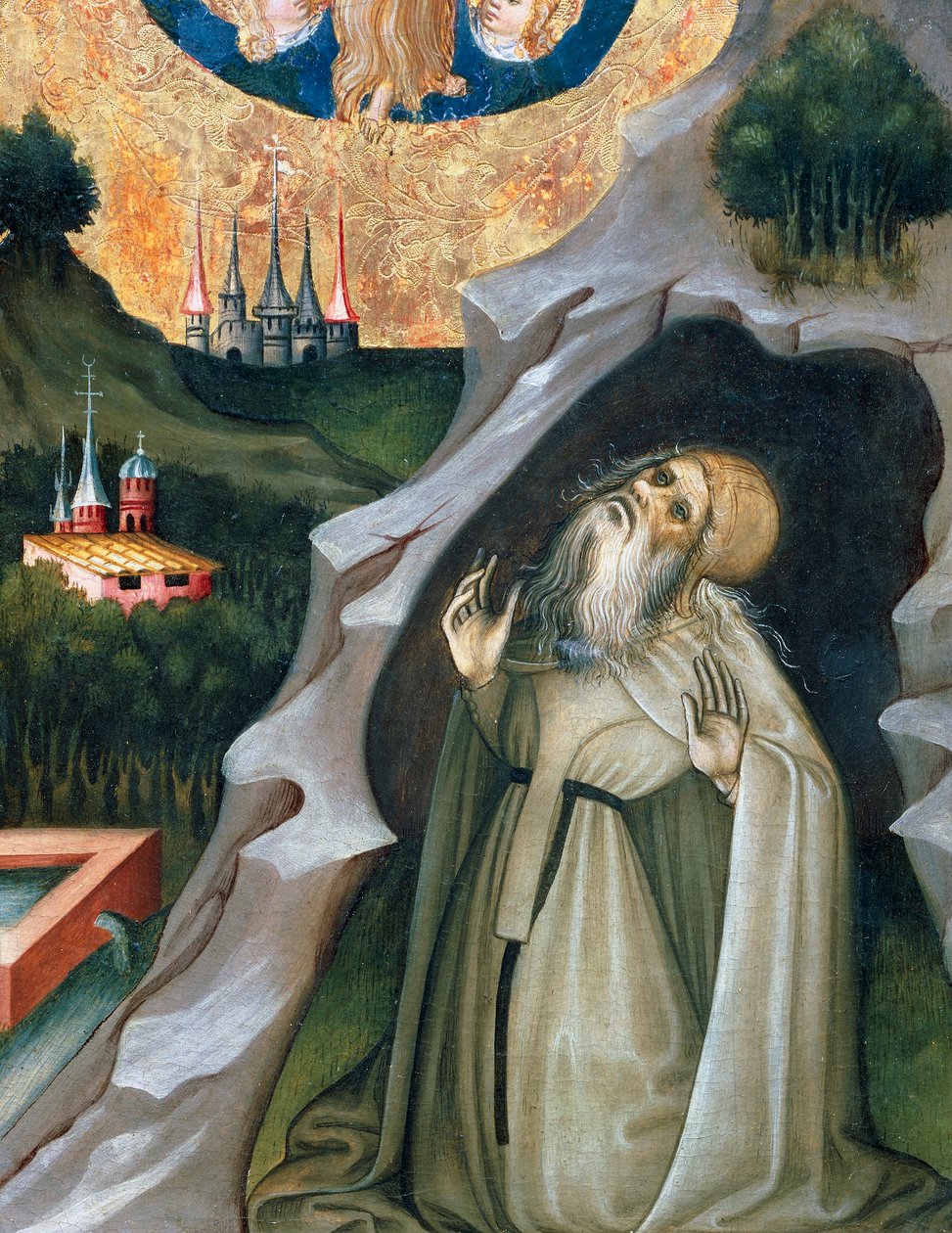 Eremitt i ekstase, detalj fra altertavlen til St Mary Magdalene (1437-1452), av Bernat Martorell (ca 1400-1452), malt på tre. katalansk gotisk kunst. av Bernardo Martorell