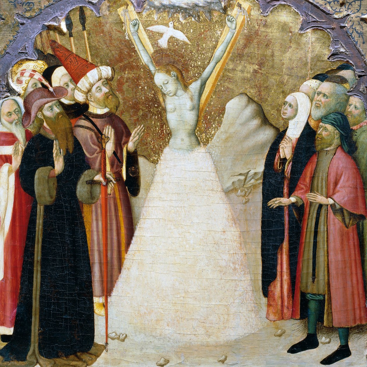 The Martyrdom of St Eulalia, detalj fra predellaen til en altertavle fra Vic-katedralen, av Bernat Martorell (ca 1400-1452), malt på tre. katalansk gotisk kunst. av Bernardo Martorell