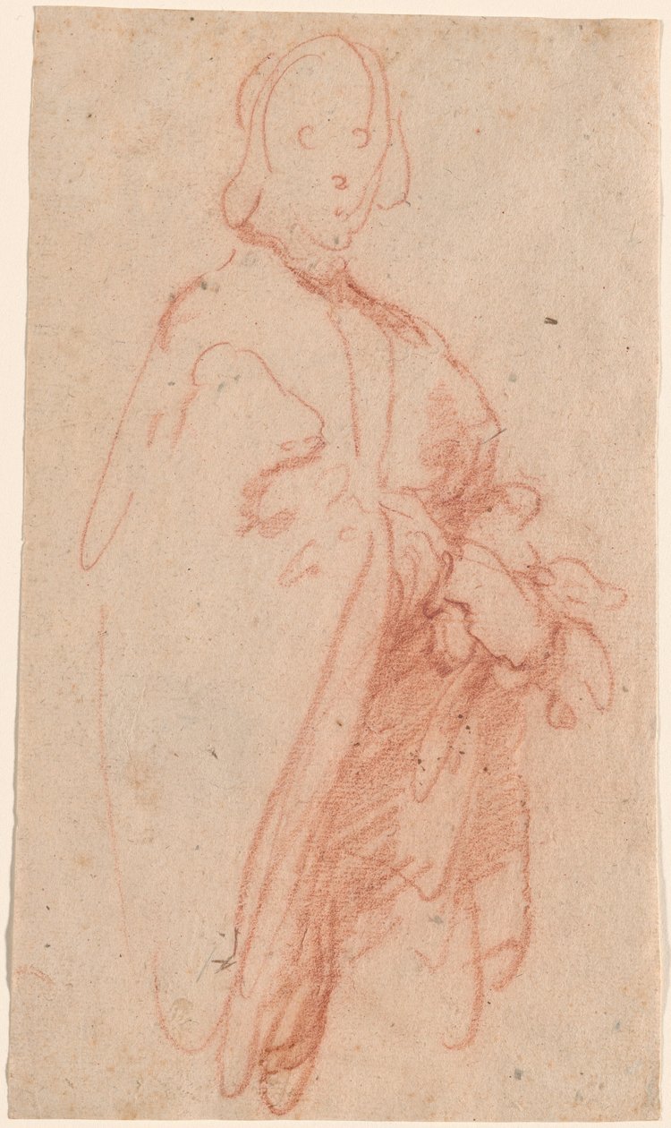 En stående mann med kappe og hansker av Bernardo Strozzi