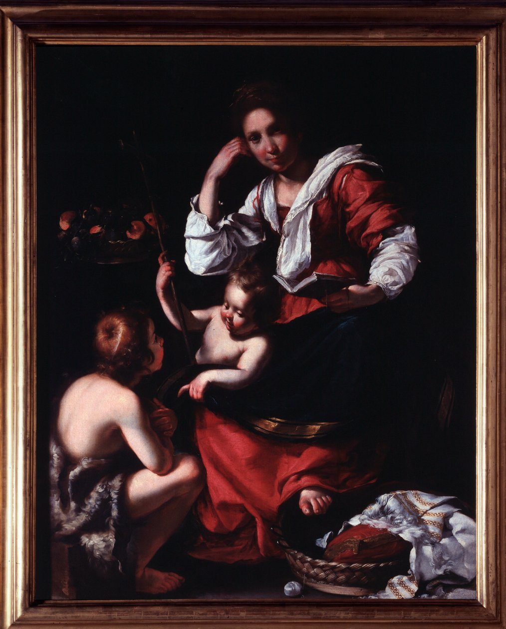 Representasjon av den hellige familie med døperen Johannes (Den hellige familie med døperen Johannes) Maleri av Bernardo Strozzi (1581-1644) Genes, Musei di Strada Nuova (ex Palazzo Rosso) Italia av Bernardo Strozzi