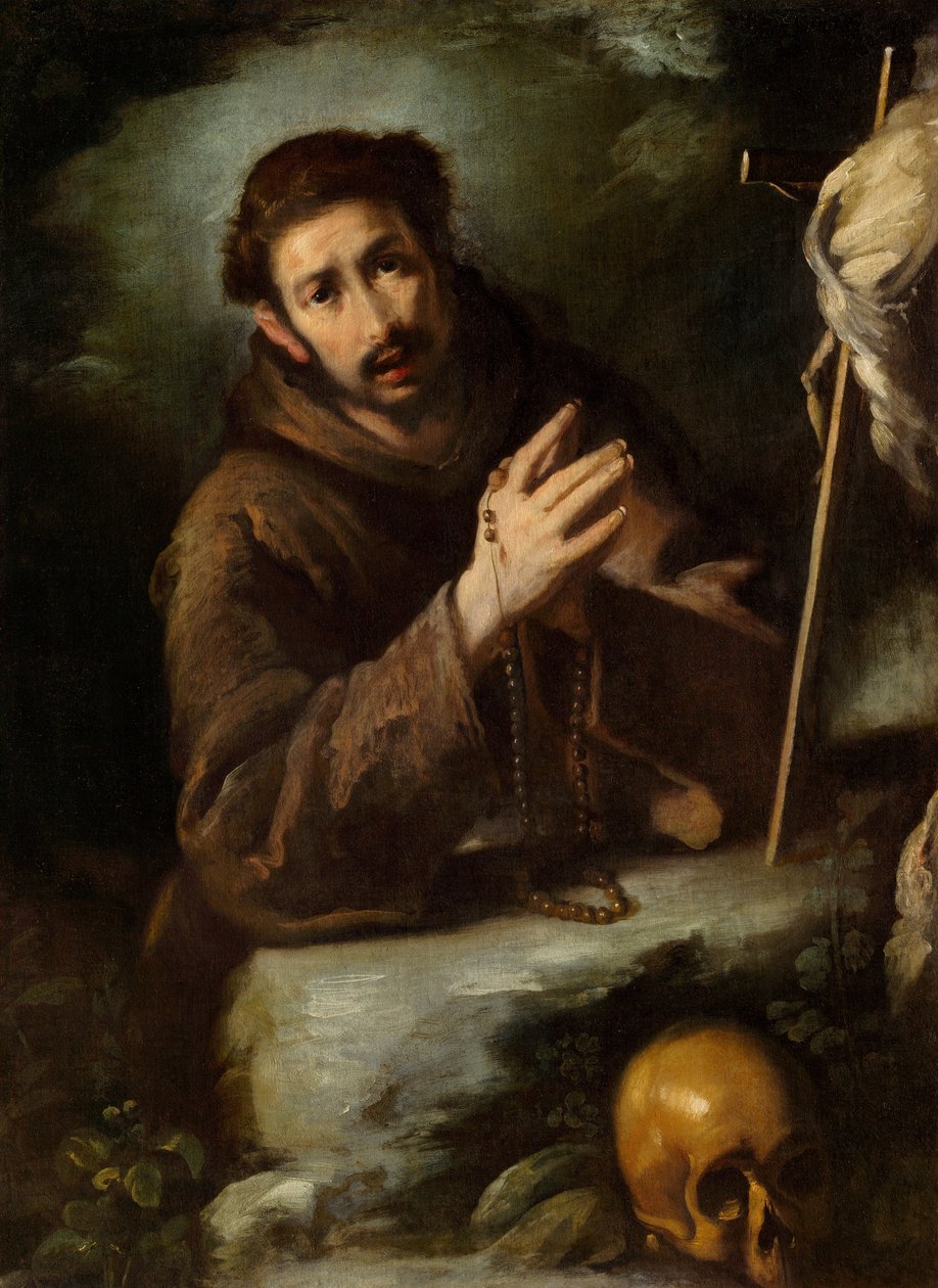 Saint Francis in Prayer, ca. 1620/1630 (olje på lerret) av Bernardo Strozzi