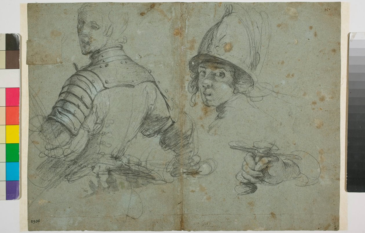 Studie av ung mann i rustning av Bernardo Strozzi