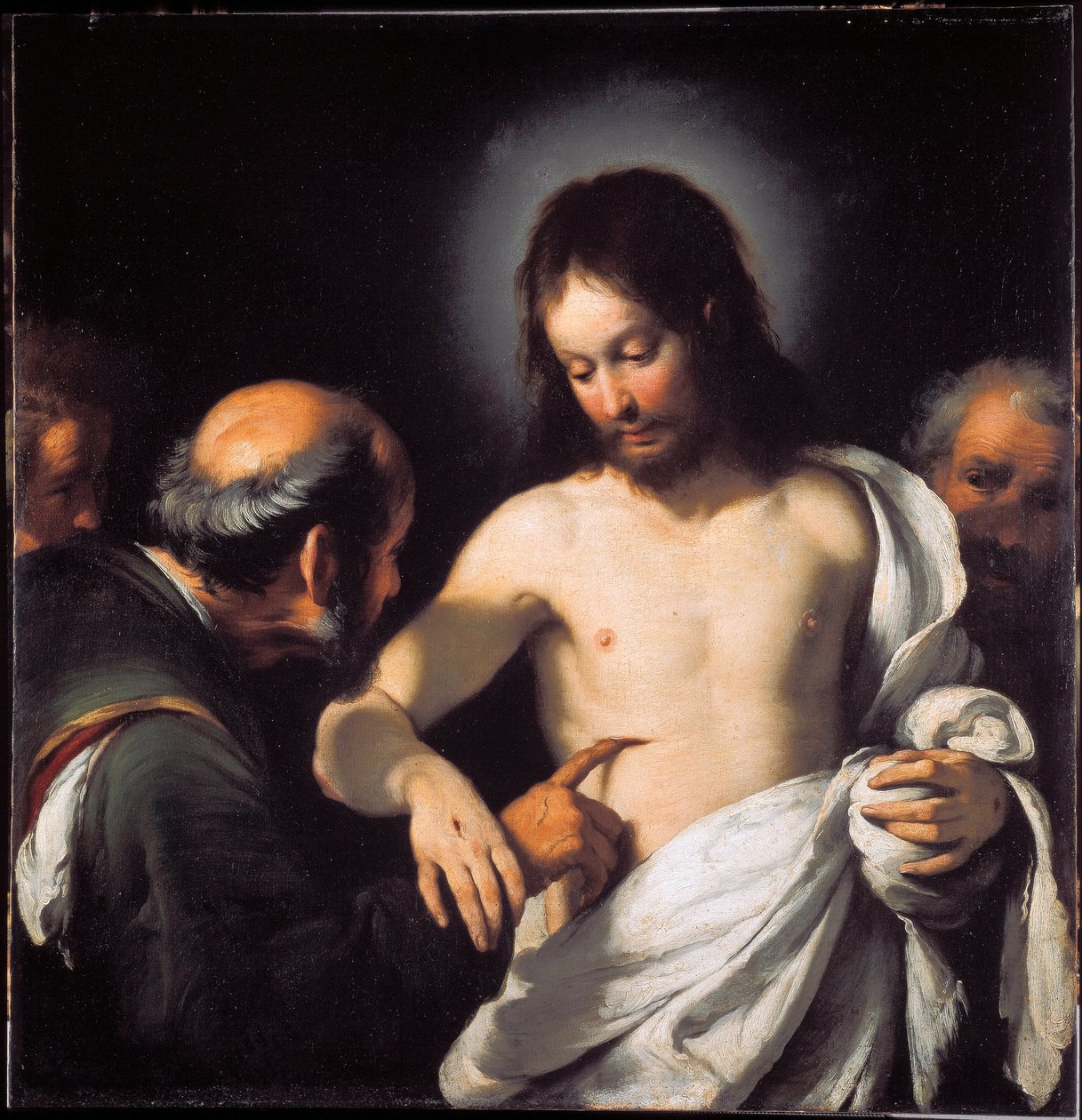 The Incredulite of St. Thomas Maleri av Bernardo Strozzi (1581-1644) Mål 101 x 97,5 cm Genes, Musei di Strada Nuova (tidligere Palazzo Bianco) av Bernardo Strozzi