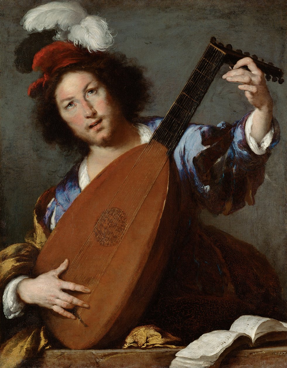 Lutespilleren, ca. 1645 av Bernardo Strozzi