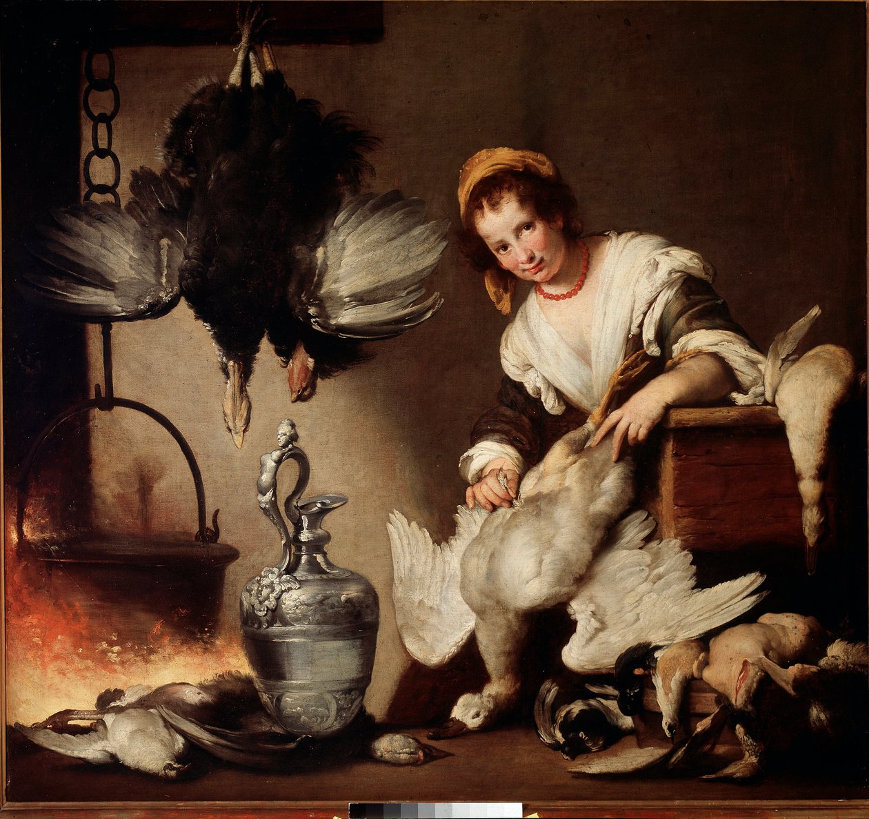Kokken Kvinne rørlegger ender. Maleri av Bernardo Strozzi av Bernardo Strozzi