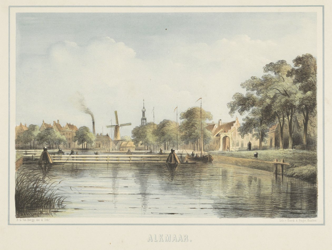 Utsikt over Vlotbrug i Alkmaar av Bernardus Gerardus ten Berge