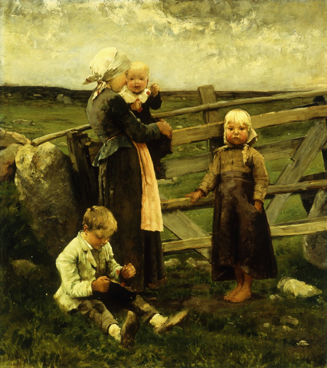 Barn med kirsebær, av Bernardus Johannes Blommers or Bloomers