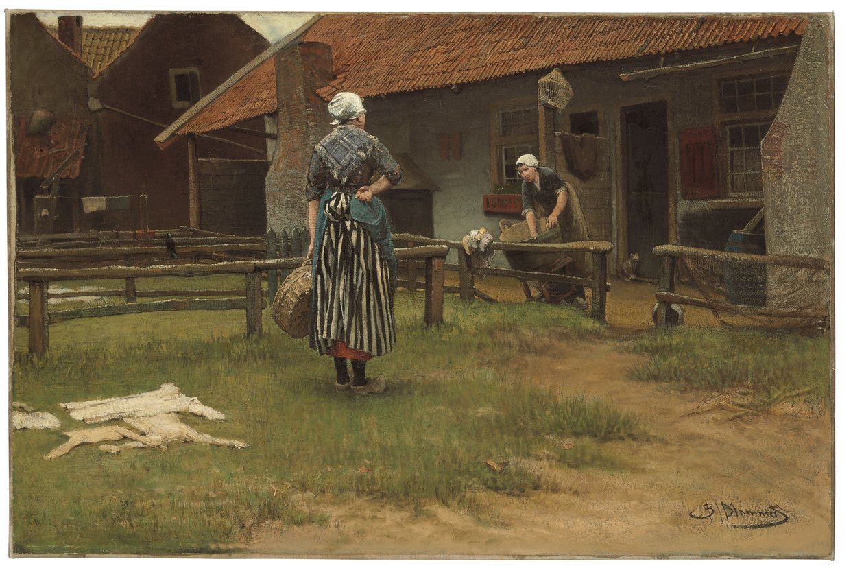 Vaskedag (olje på lerret) av Bernardus Johannes Blommers or Bloomers