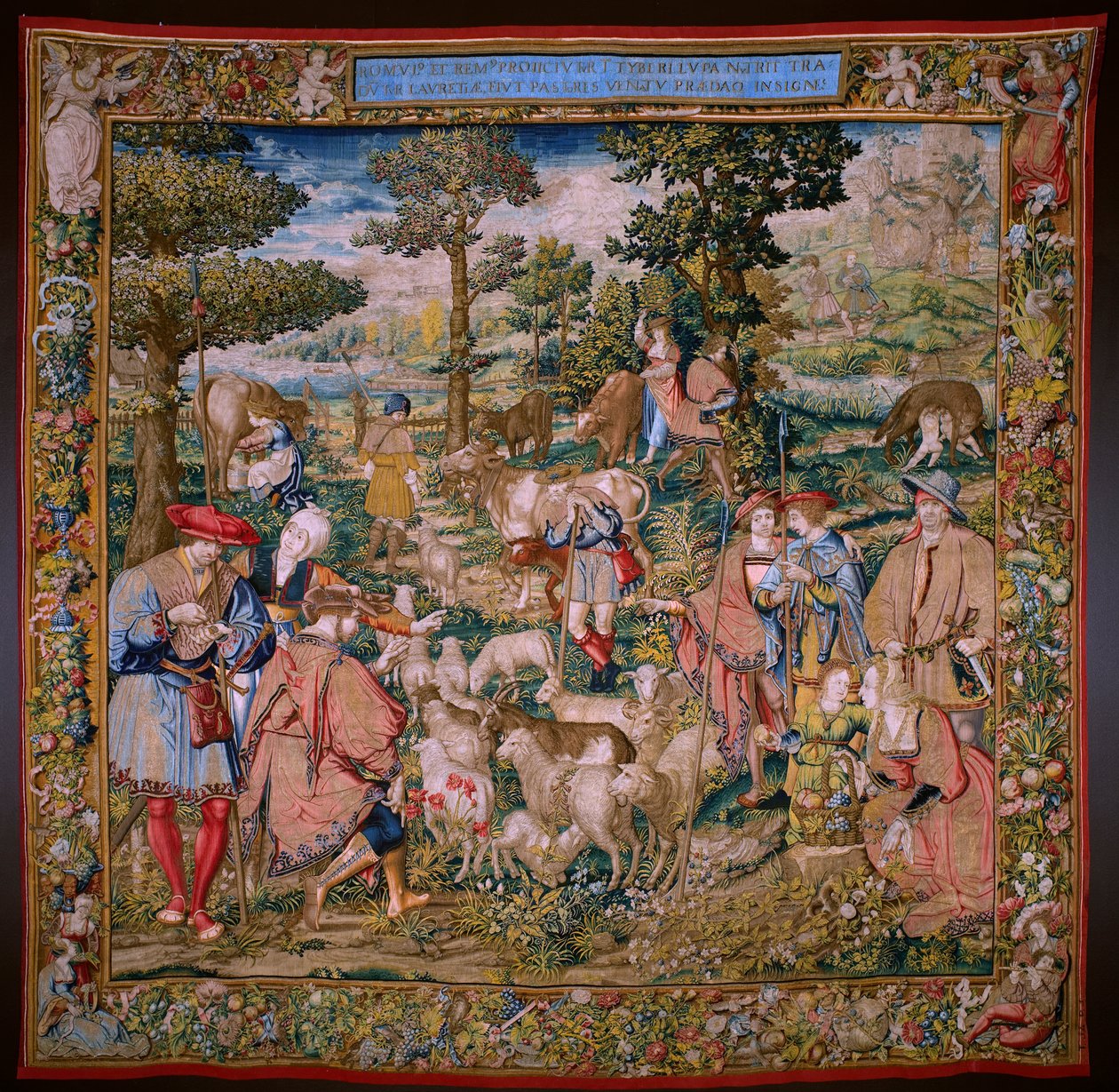 flamsk billedvev. Serien The Foundation of Rome: Faustulus møter Romulus og Remus. Tegner Barend van Orley (?). Brussel produksjon. 1525-1530. av Bernart van (attr. to) Orley