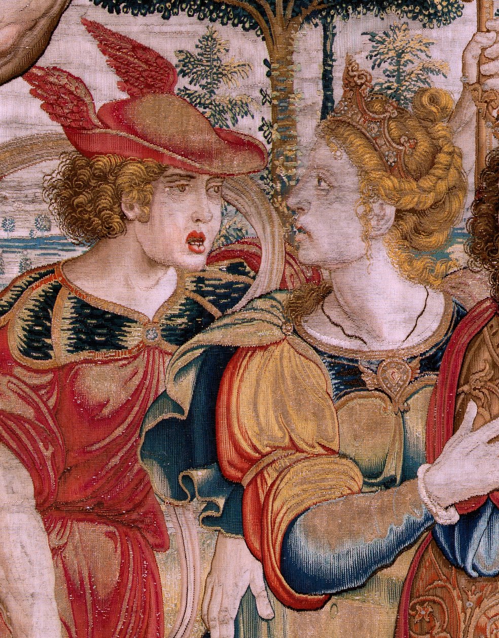 flamsk billedvev. Serien The Spheres. Hercules som støtter himmelsfæren (Hércules sostiene la esfera celeste). Første billedvev i serien. Modell Barend van Orley eller Pieter Coecke van Aelst. 1525-1530. Produsere Joris Vezeleer (Georg Wezeler)?, av Bernart van (attr. to) Orley