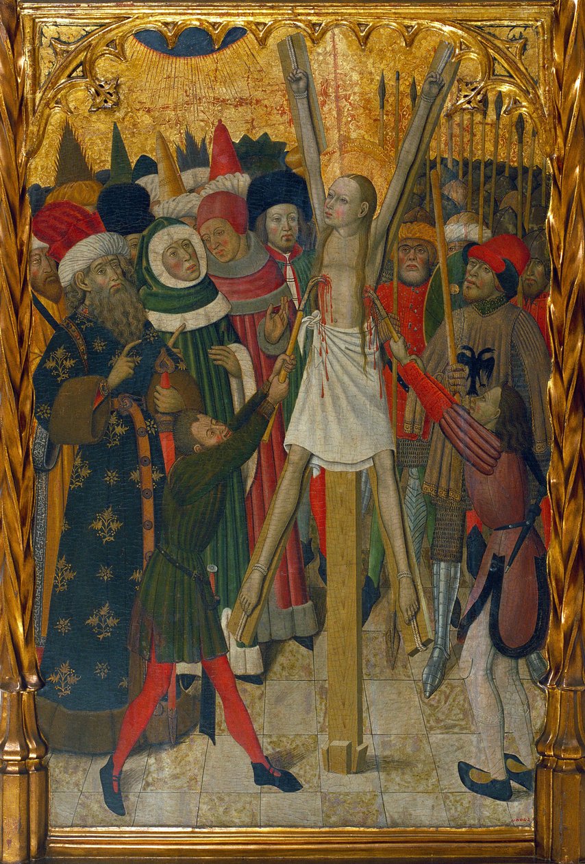 The Martyrium of Saint Eulalia of Barcelona (289-304) - Maleri av Bernat Martorell (1390-1452), tempera på tre (132,3x93,2 cm), ca. 1442-1445 - The Martyrium of Saint Eulalia, Tempera på panel av Bernat Martorell den eldre, ca 1442-1445 - Museu Nacional av Bernat Martorelli