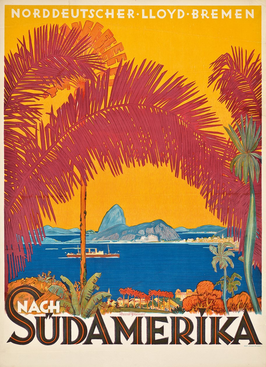 Plakat som reklamerer for det tyske rederiet 