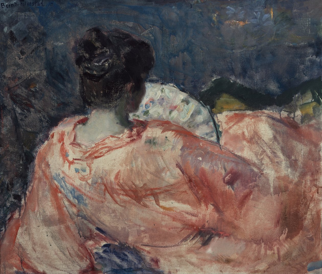 Kvinne med vifte av Bernhard Dorotheus Folkestad