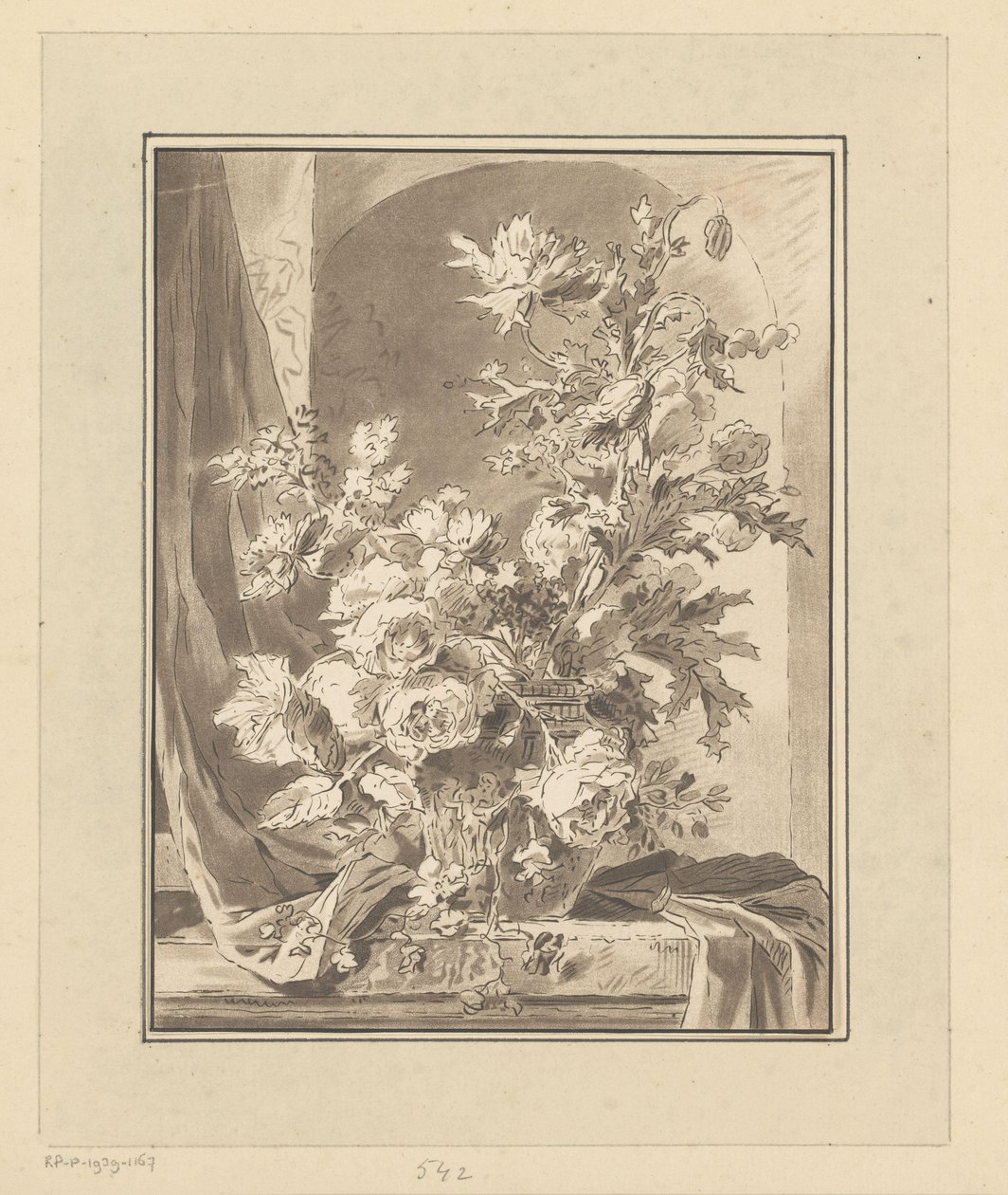 Vase med blomster til en nisje av Bernhard Schreuder