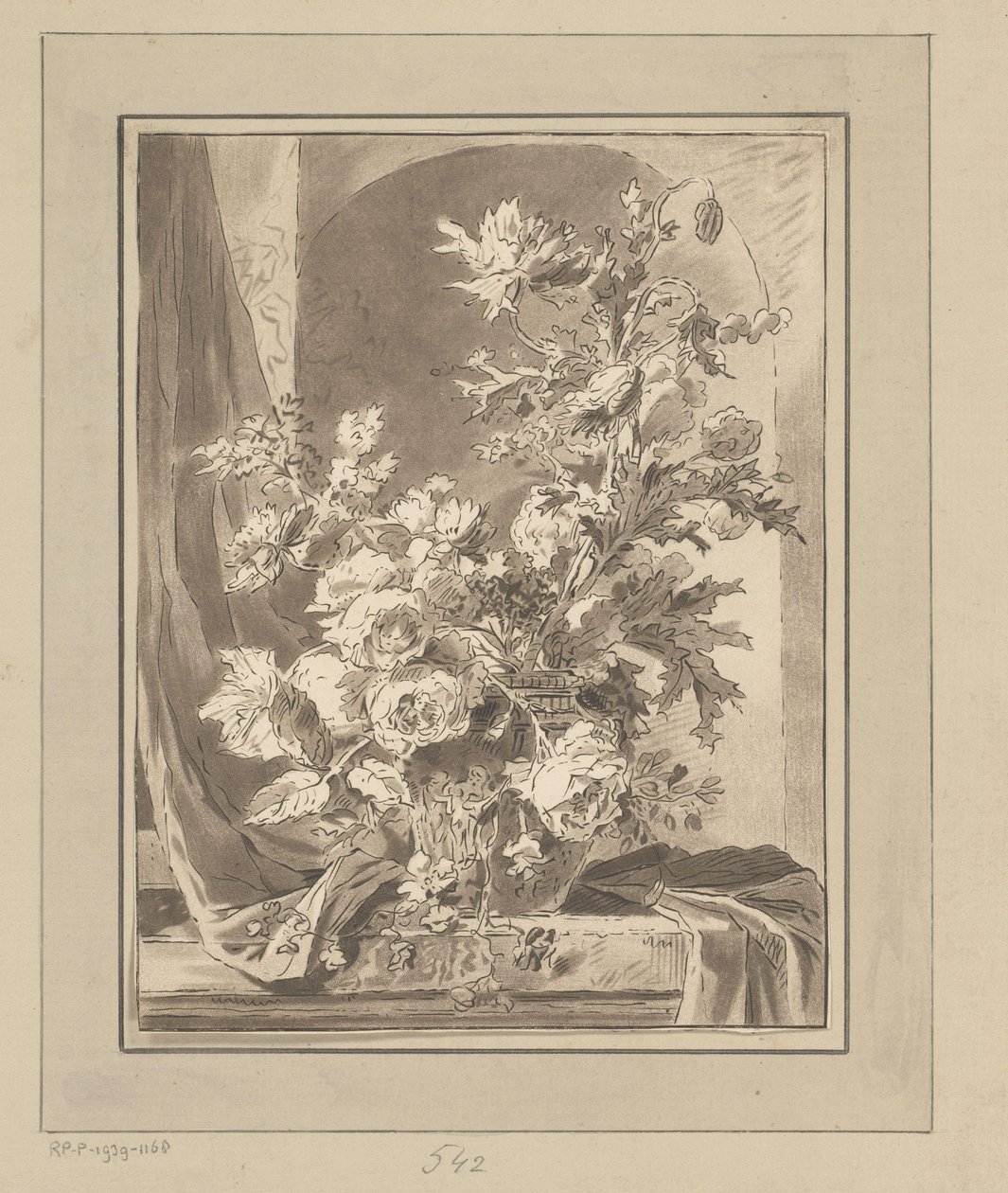 Vase med blomster til en nisje av Bernhard Schreuder