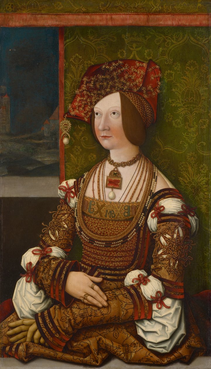 Portrett av Bianca Maria Sforza 1472-1510, ca. 1505-1510. av Bernhard, Strigel