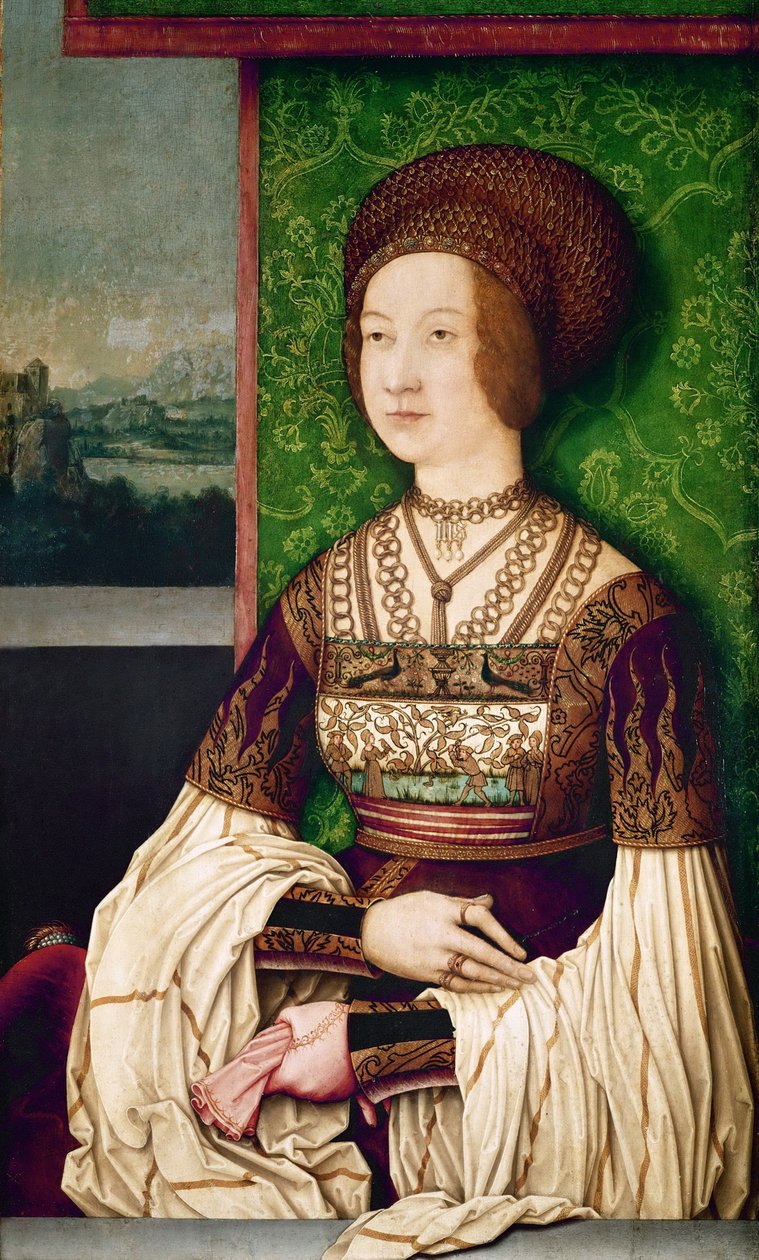 Portrett av Bianca Maria Sforza 1472-1510, den andre kona til Maximilian I, den hellige romerske keiseren, ca. av Bernhard Strigel