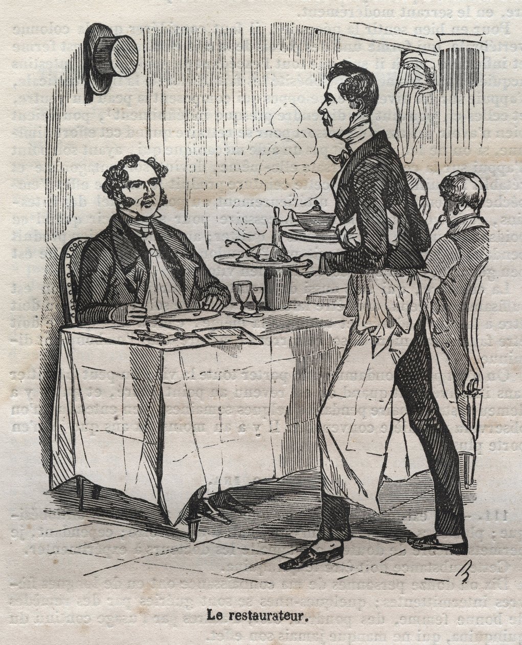 Restauratoren - gravering i "La Physiologie du gout"" av Jean Anthelme Brillat Savarin (Brillat-Savarin av Bertall