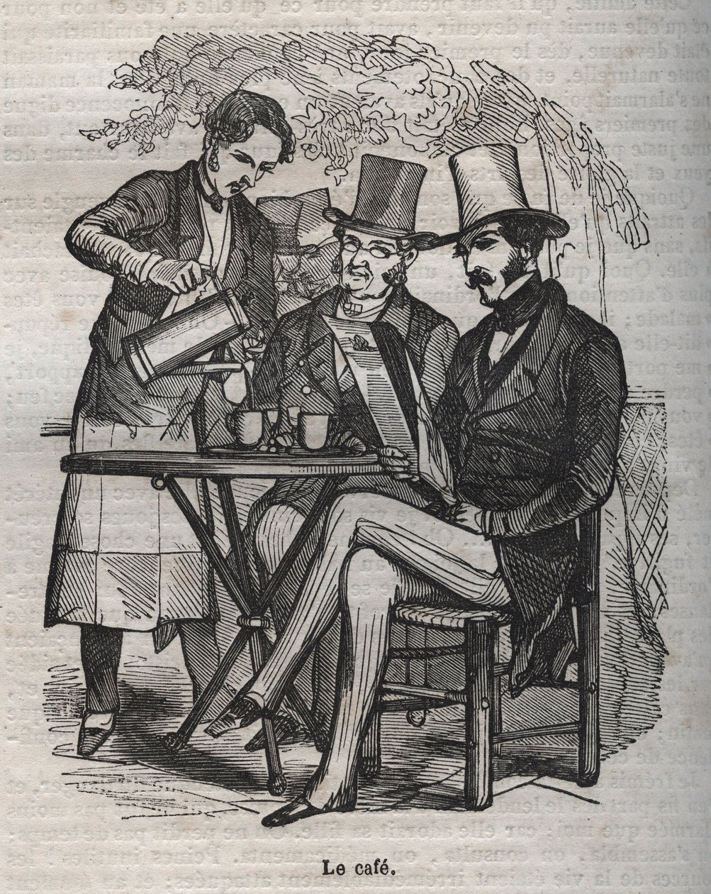 Kaffe - gravering i "La Physiologie du gout"" av Jean Anthelme Brillat Savarin av Bertall