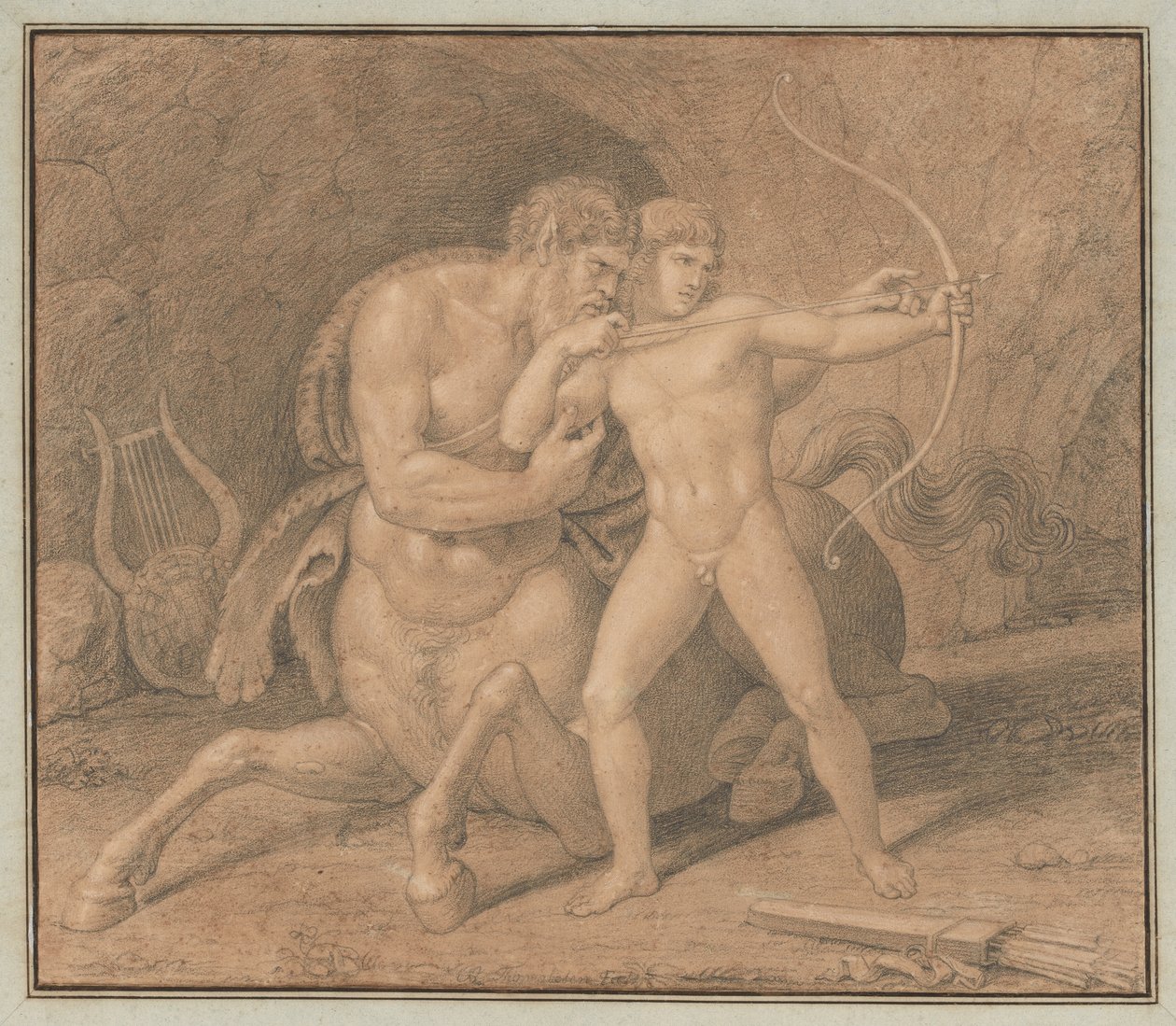 Chiron lærer Achilles å skyte med buen av Bertel Thorvaldsen