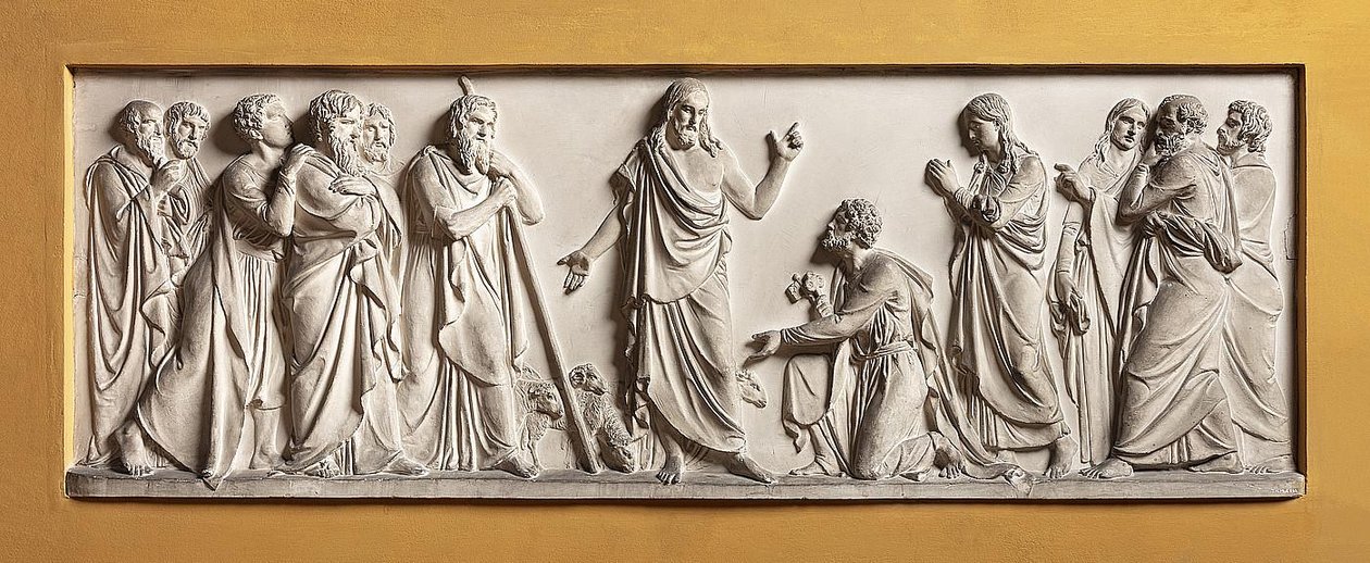 Kristus overdrar ledelsen av kirken til Sankt Peter av Bertel Thorvaldsen