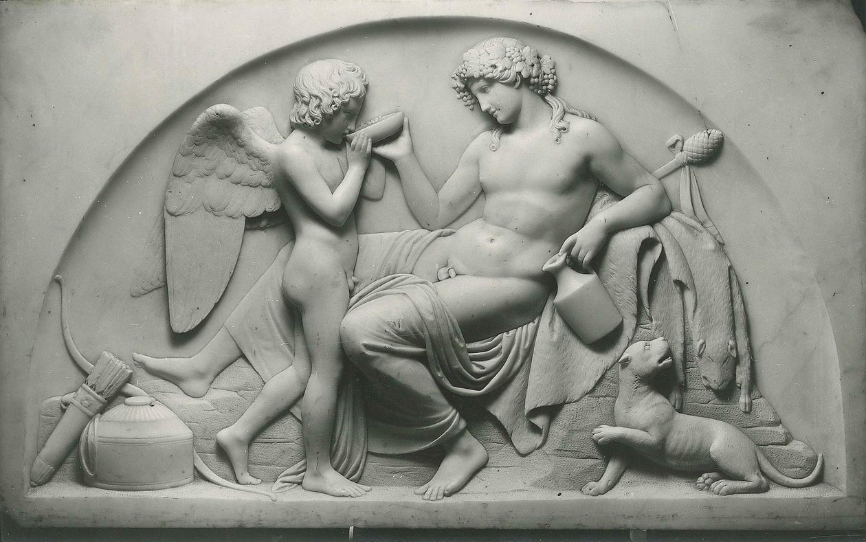 Amor drikker av Bacchus