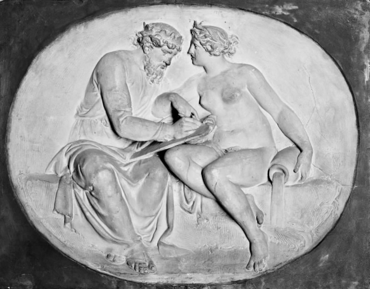 Kong Numa Pompilius i samtale med nymfen Egeria i hennes grotte av Bertel Thorvaldsen