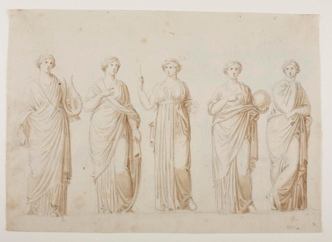Musene Terpsikhore, Erato, Kleio, Urania og Polyhymnia av Bertel Thorvaldsen