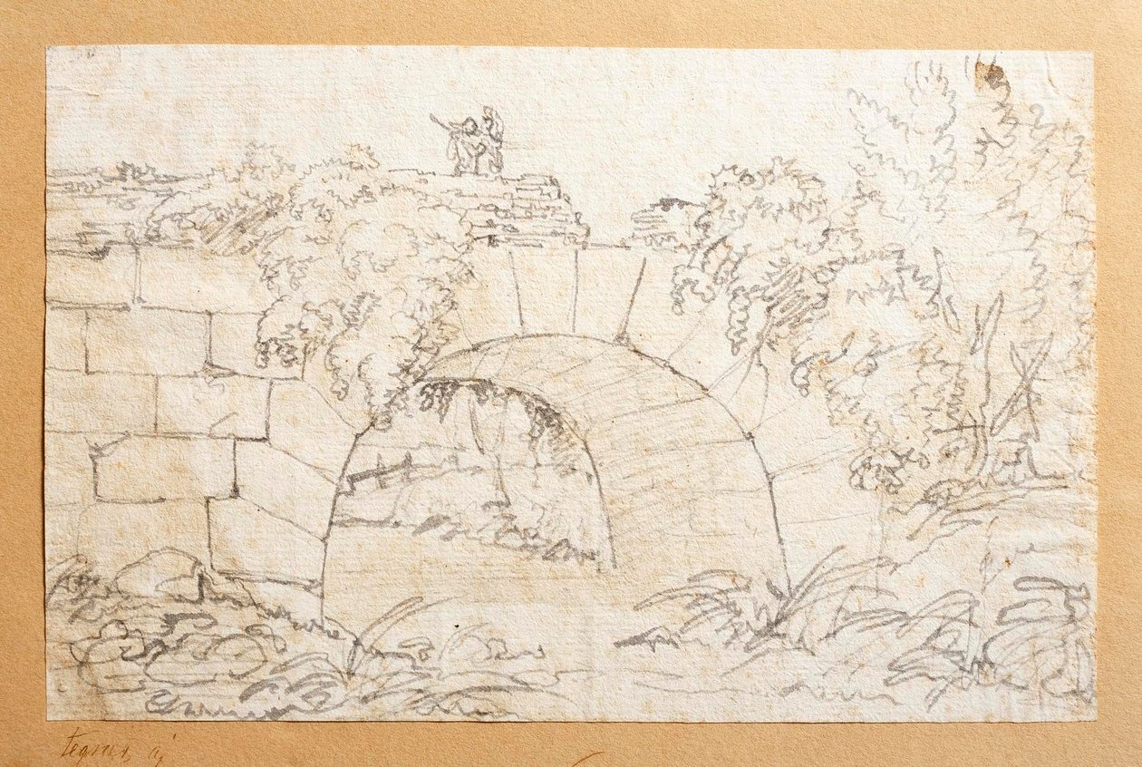 Ponte de Nono-broen over Marrano-elven utenfor Roma (?) av Bertel Thorvaldsen