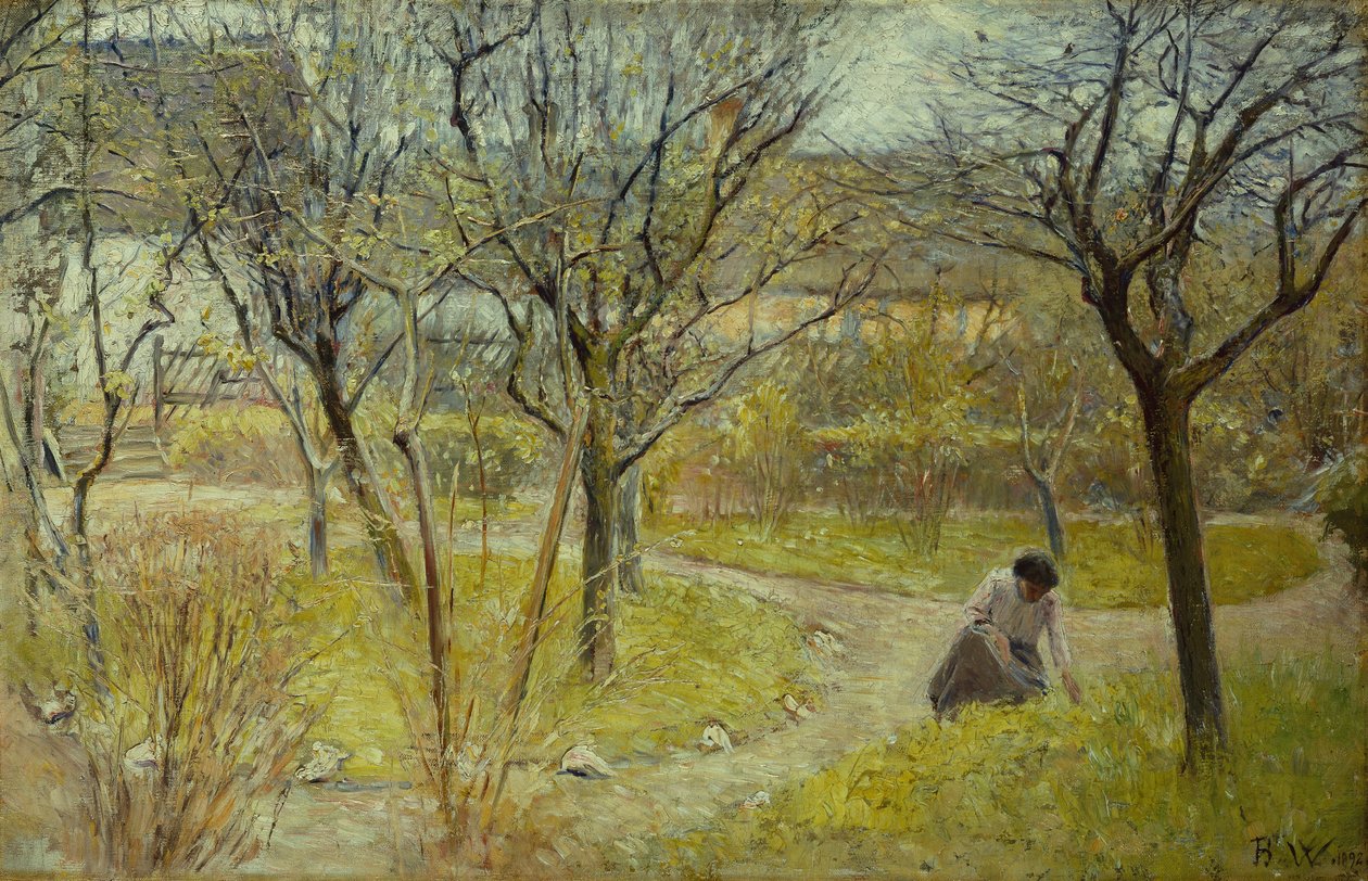 Vårdag i hagen av Bertha Wegmann