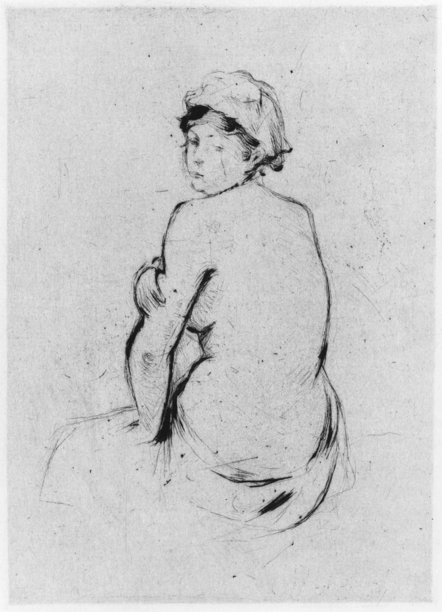 Naken kvinne sett bakfra, 1889 (tørrpunkt) av Berthe Morisot