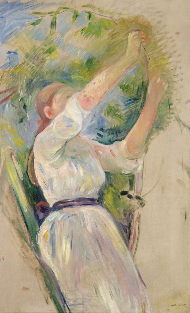 Jente som samler kirsebær, 1891 av Berthe Morisot