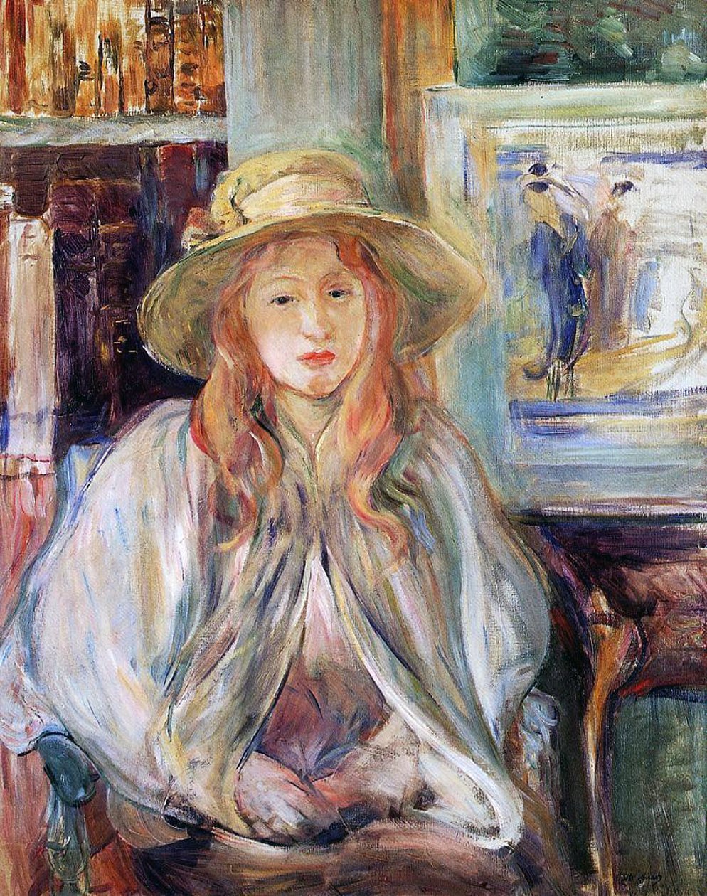 Julie Manet med stråhatt, lerret fra 1892) av Berthe Morisot