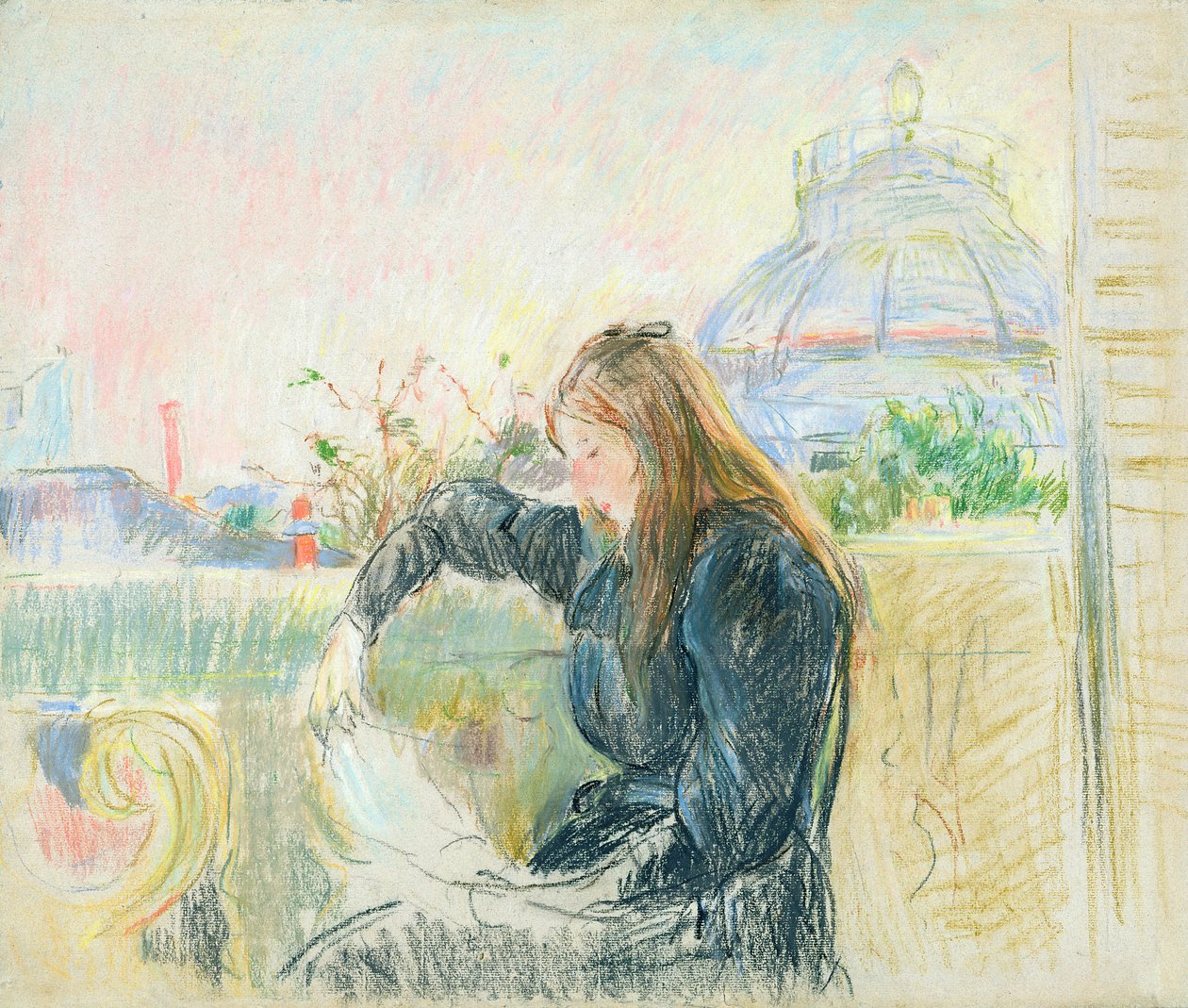På balkongen, 1893 (pastell på papir) av Berthe Morisot