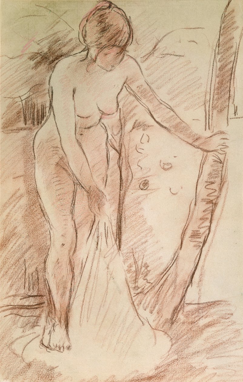 Standing Bather, 1888 (sanguine på papir) av Berthe Morisot