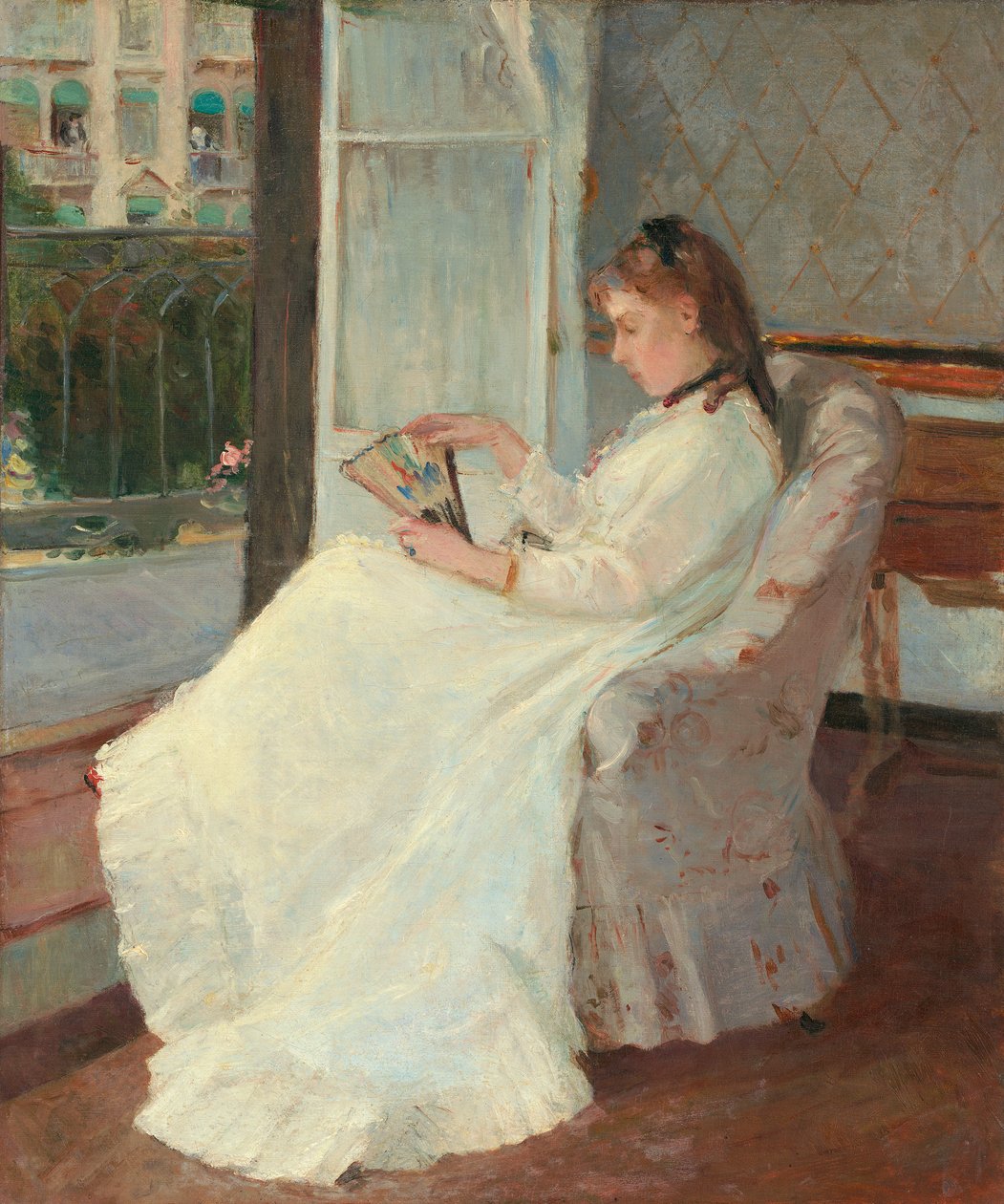 Kunstnerens søster ved et vindu, 1869 av Berthe Morisot