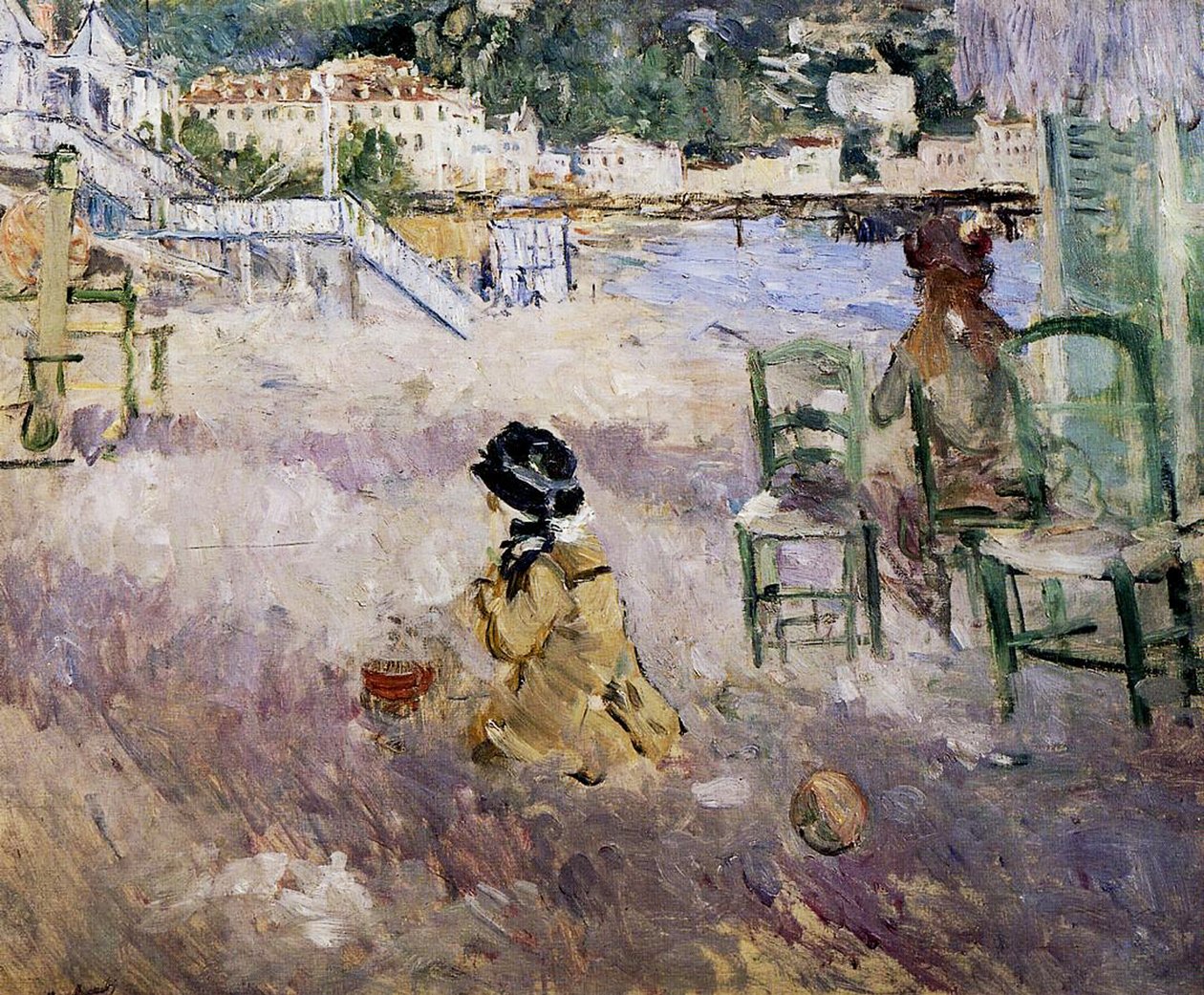 Stranden i Nice, 1882 (oljelerret) av Berthe Morisot