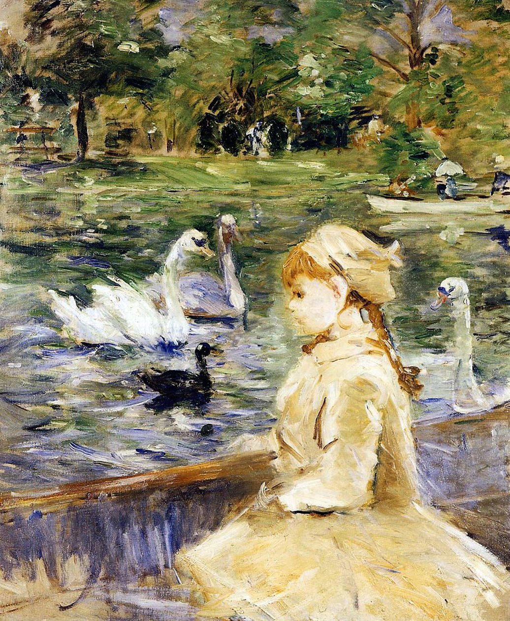 Ung jente båtliv, 1884 av Berthe Morisot