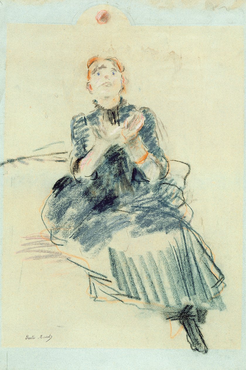 Ung jente leker med en ball, 1886 (pastell på papir) av Berthe Morisot