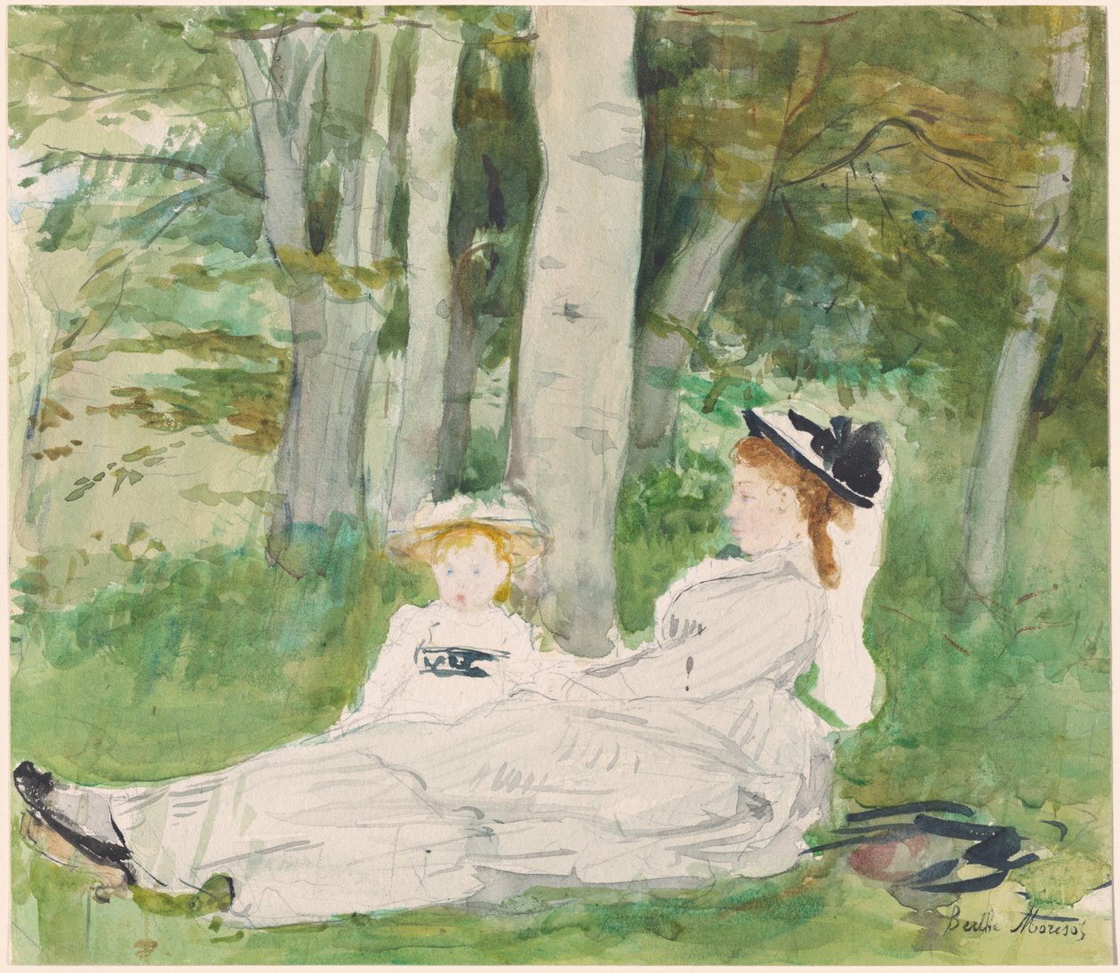 I utkanten av skogen (Edma og Jeanne) av Berthe Morisot
