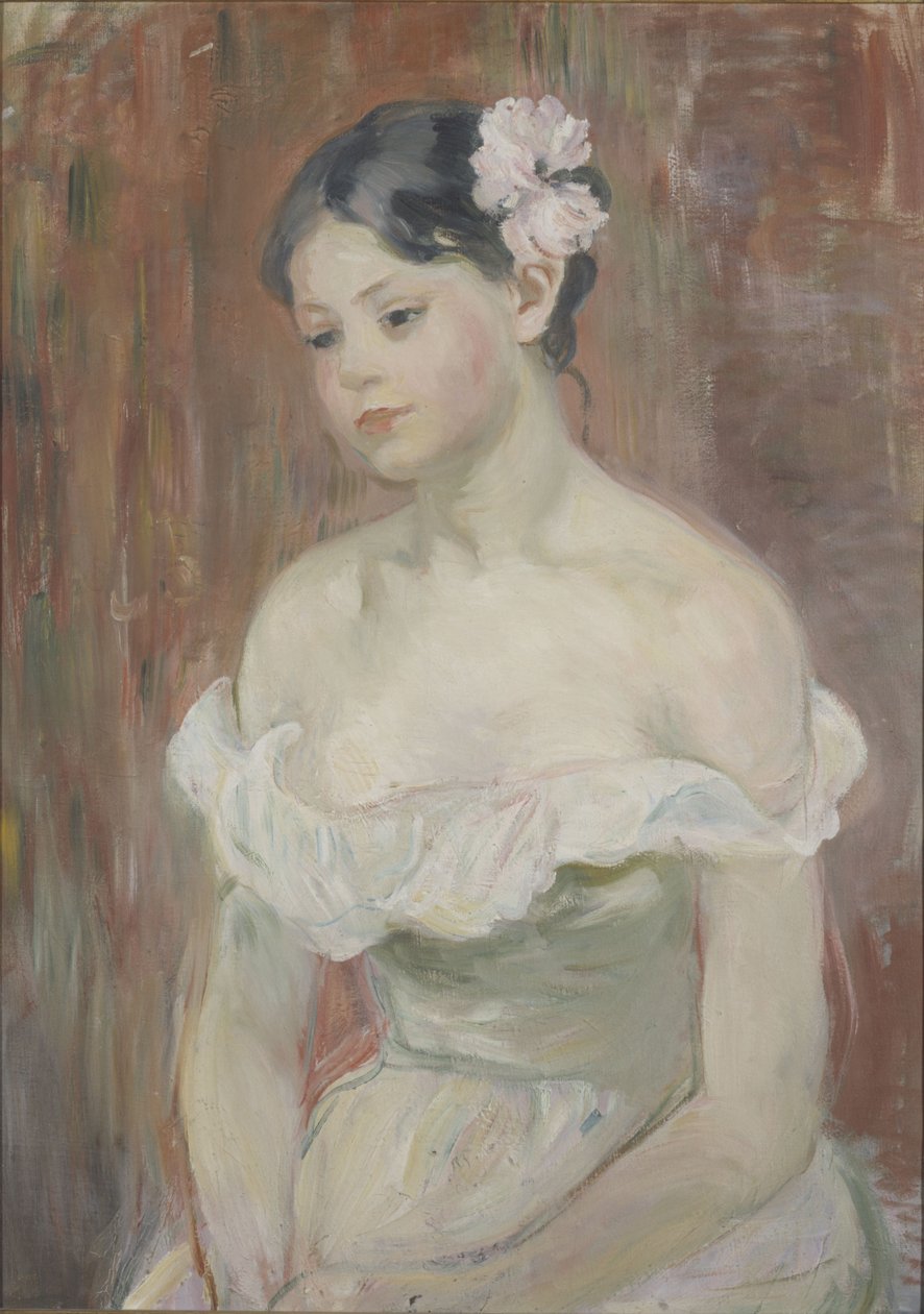 Jente med dekolletage Blomsten i håret av Berthe Morisot