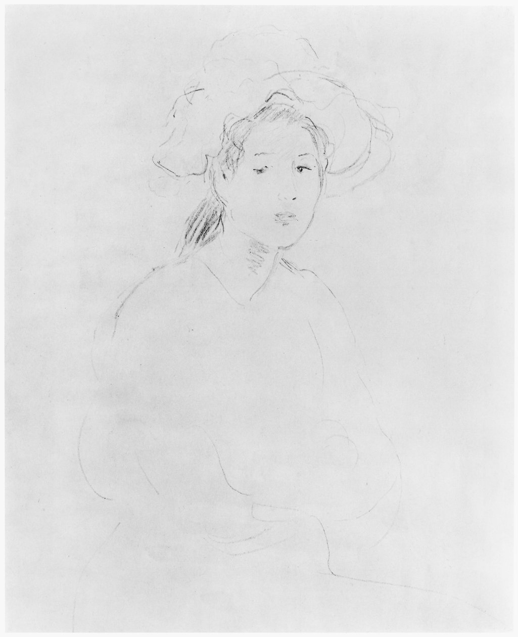 Hodet til en kvinne (Verso) (se 383972 Recto) 1893 av Berthe Morisot