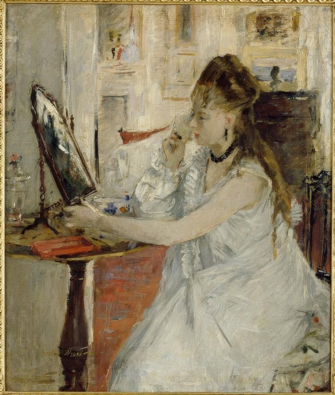 Jeune femme se poudrant (Ung kvinne pudder seg selv) av Berthe Morisot