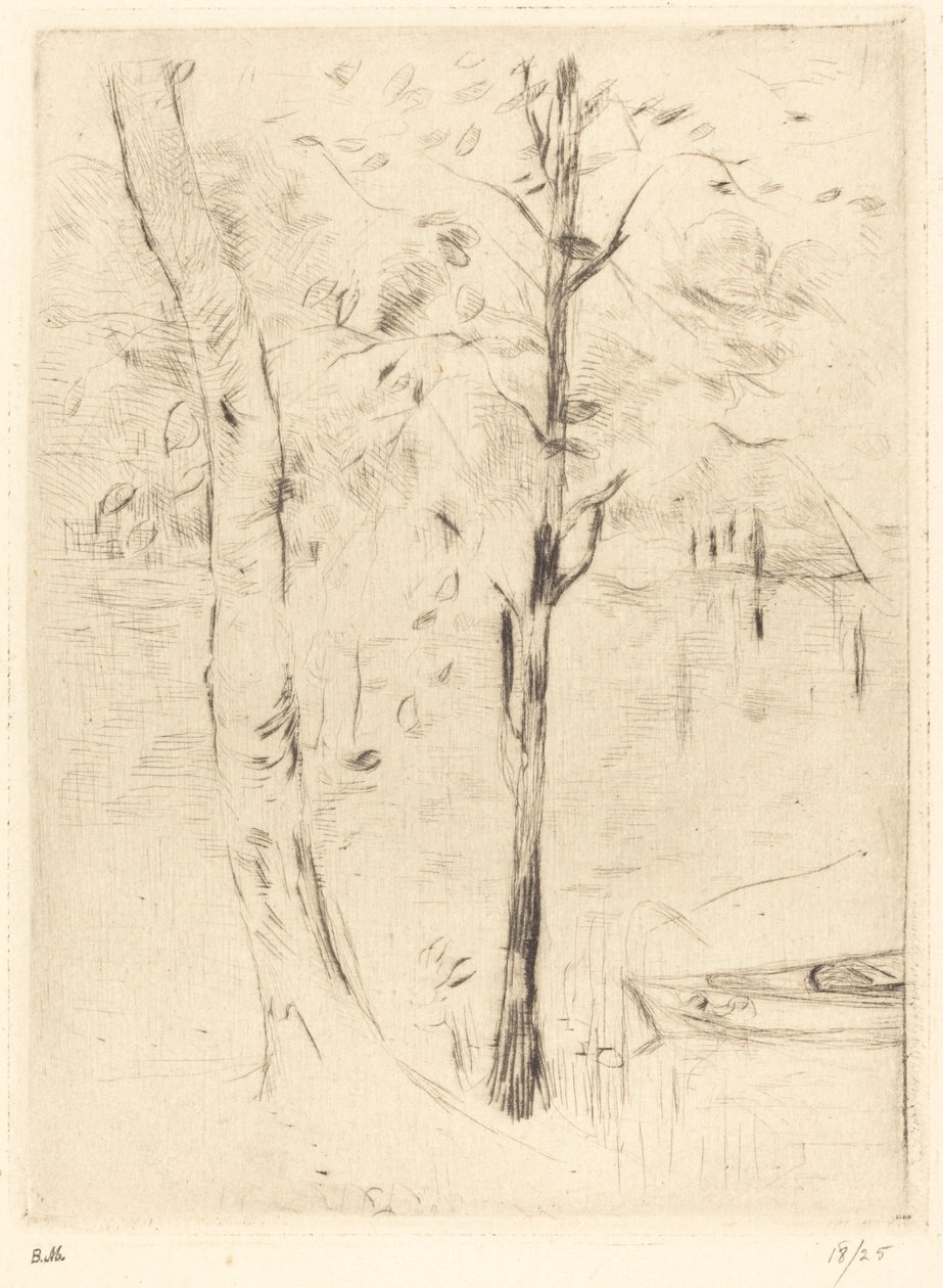 Innsjø med robåt, 18881890. av Berthe Morisot