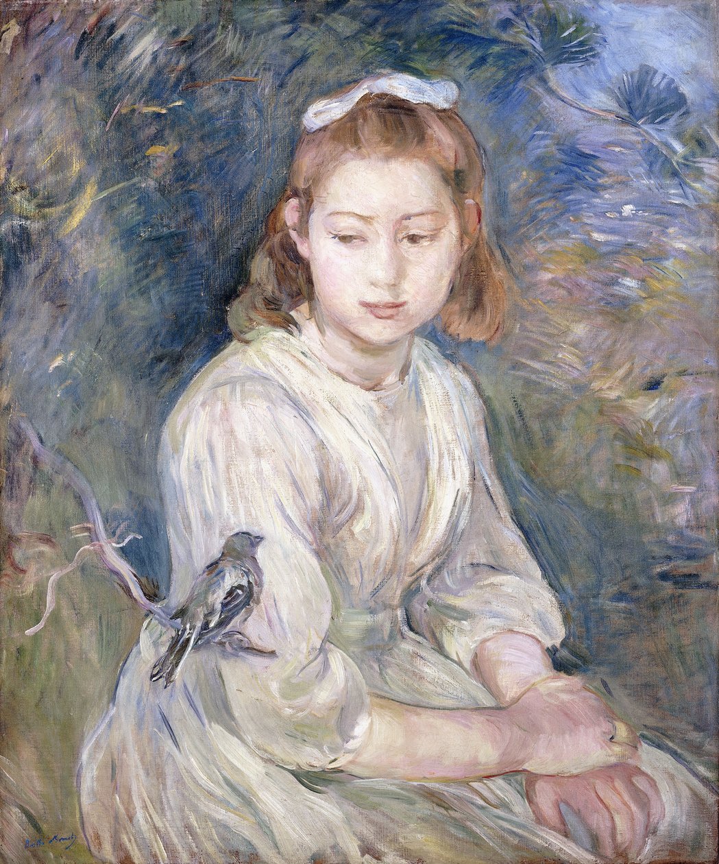 Liten pike med en fugl, 1891 av Berthe Morisot