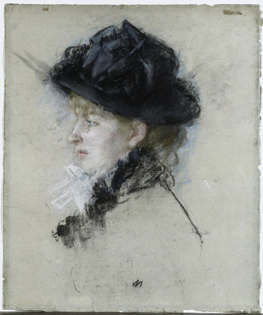 Mademoiselle Louise Riesener i hatt av Berthe Morisot